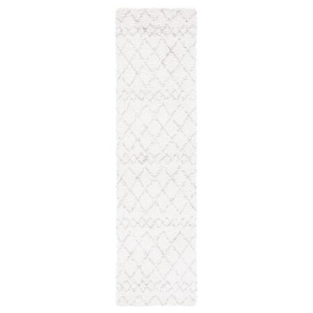 Safavieh 2 x 14 ft. Berber Shag Power Loomed Runner Area Rug; Cream & Light Grey BER165C-214